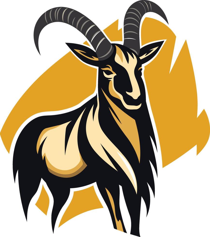 Black and Gold Illustration of a Standing Antelope vector
