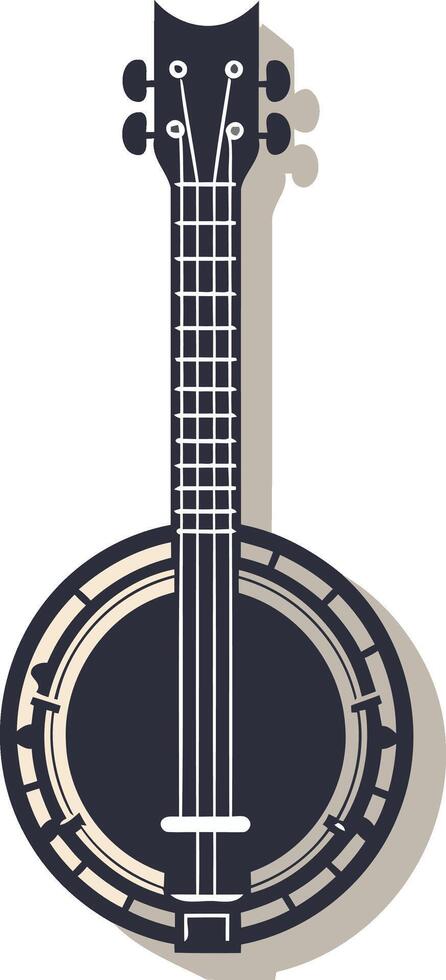 Black and White Illustration of a Banjo vector