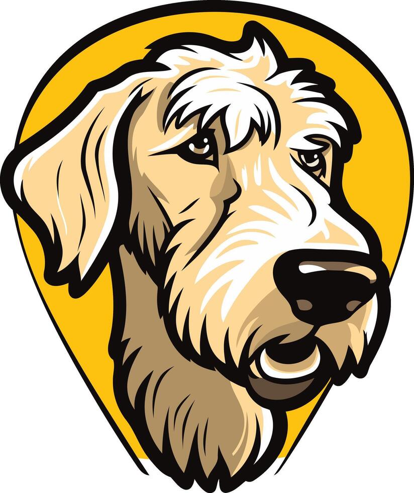 Portrait of a Dog with a Yellow Background vector