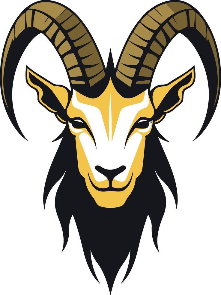 Majestic Mountain Goat with Curving Horns vector