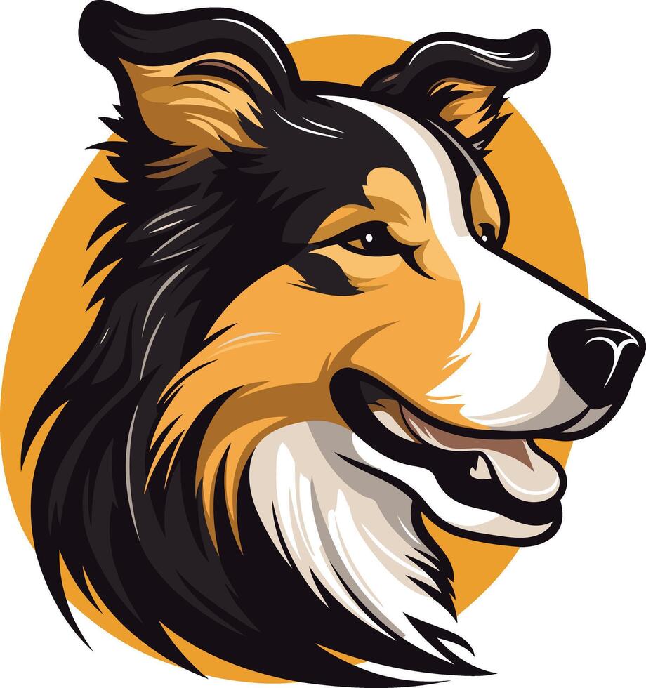 Smiling Collie Dog Portrait vector