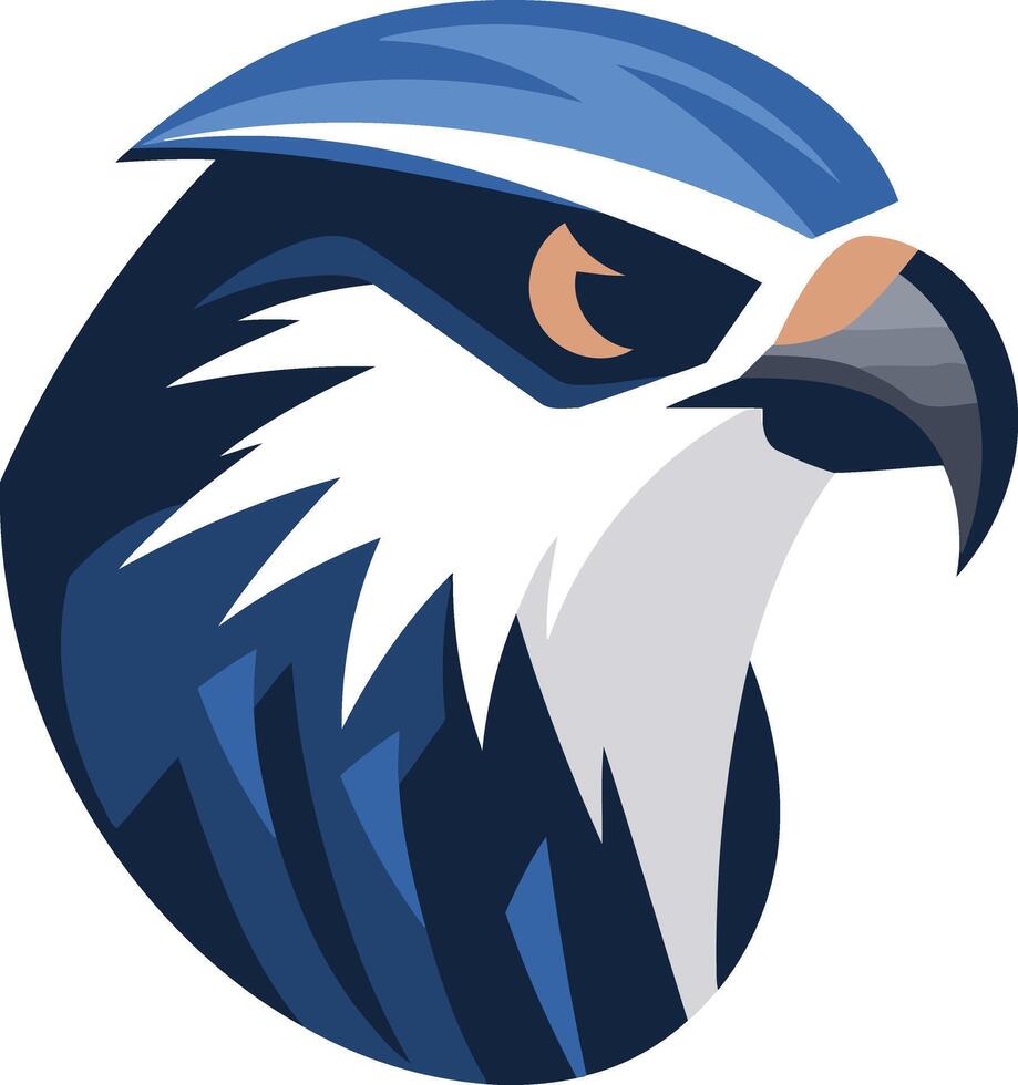 Blue and White Hawk Head vector