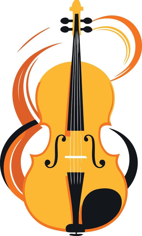 Vibrant Violin Illustration with Abstract Swirls vector