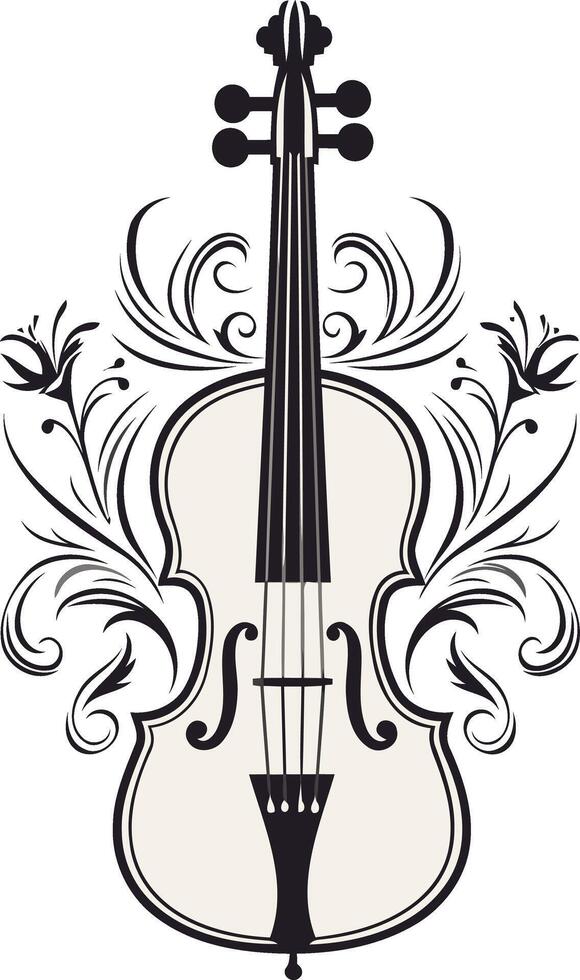Violin with Ornamental Floral Design vector