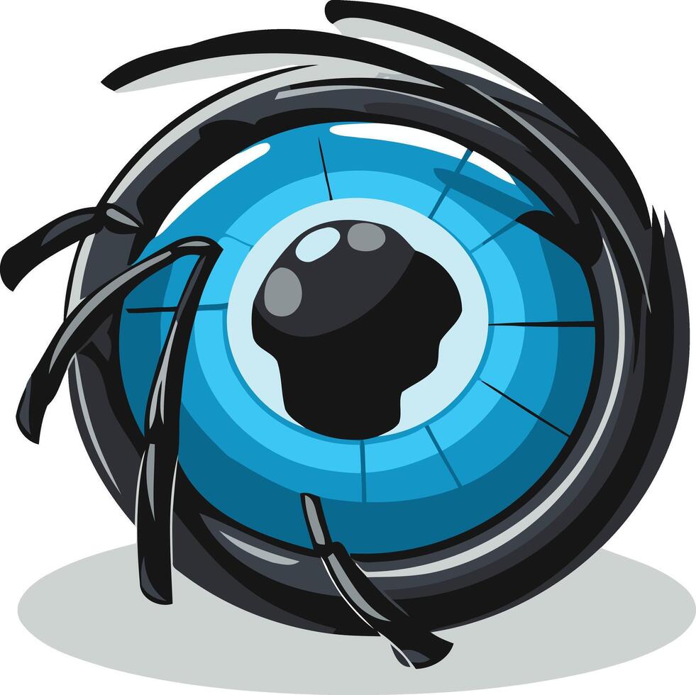 Abstract Eye Illustration with a Blue Iris and Black Surrounding Design vector