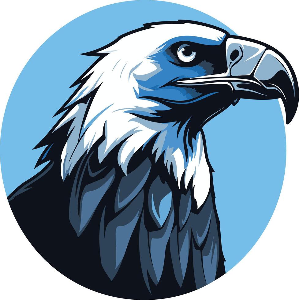 Eagle Portrait in Blue and White vector
