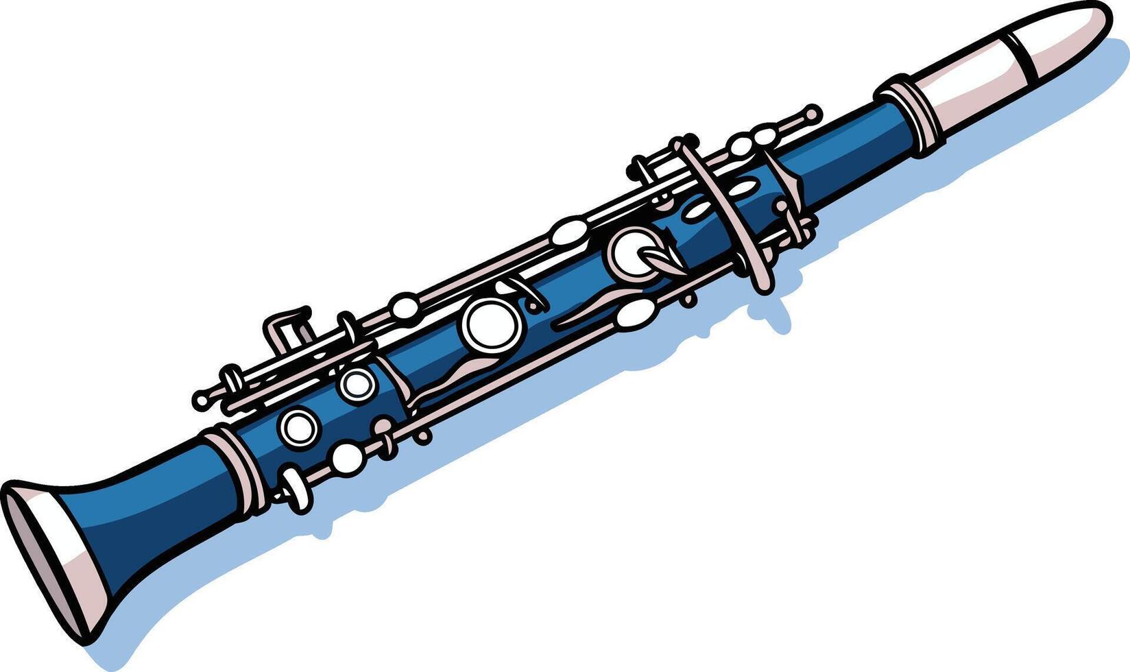 Blue Clarinet with White and Silver Details vector