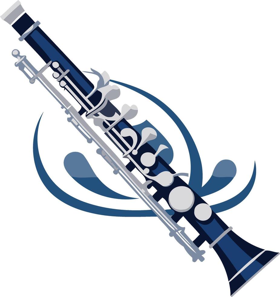 Blue Clarinet with Swirling Design vector