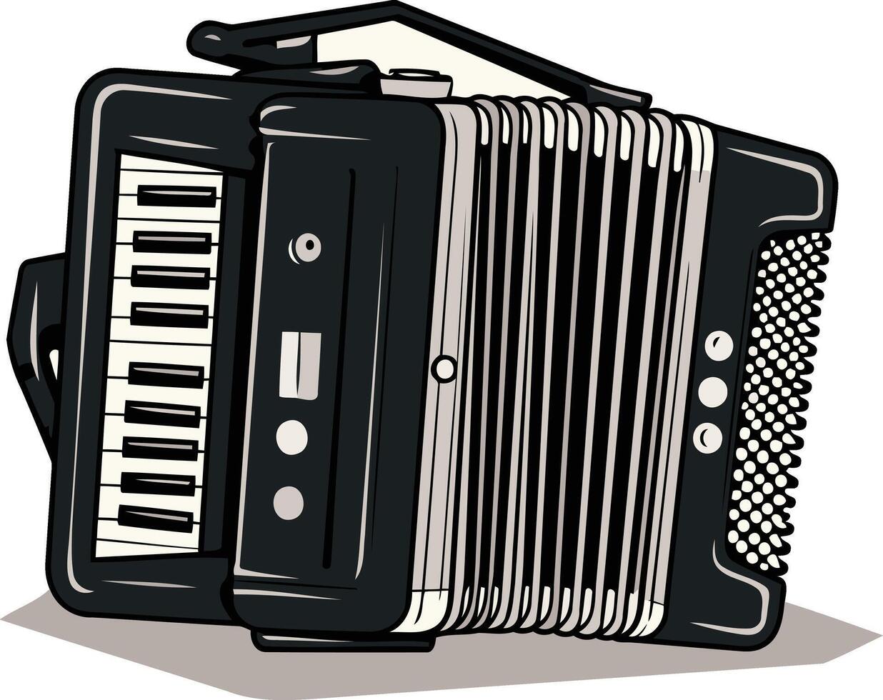 Black Accordion with a White Background vector