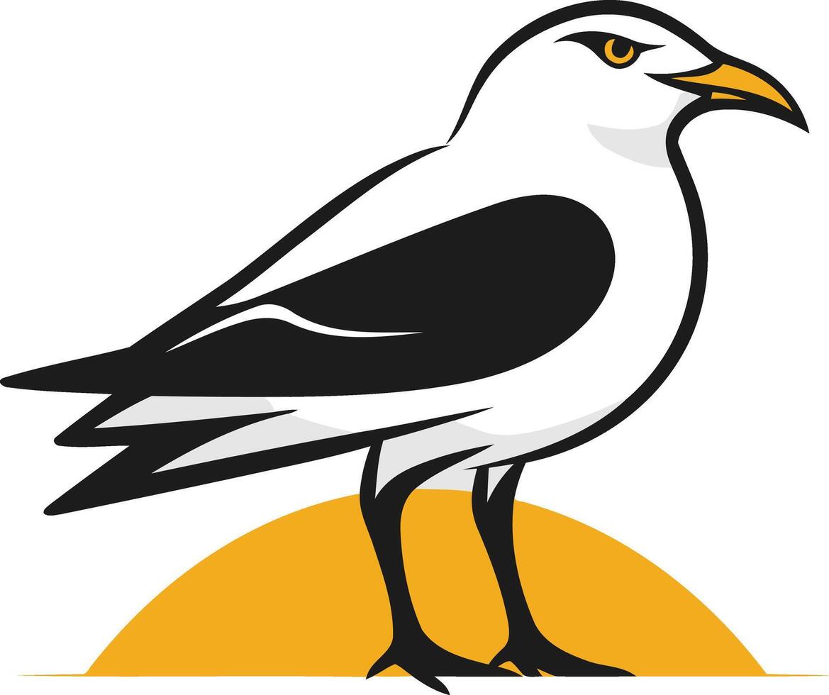 Seagull Standing on Sunset vector