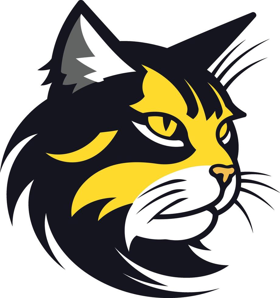 Cartoon Illustration of a Black and Yellow Cat vector