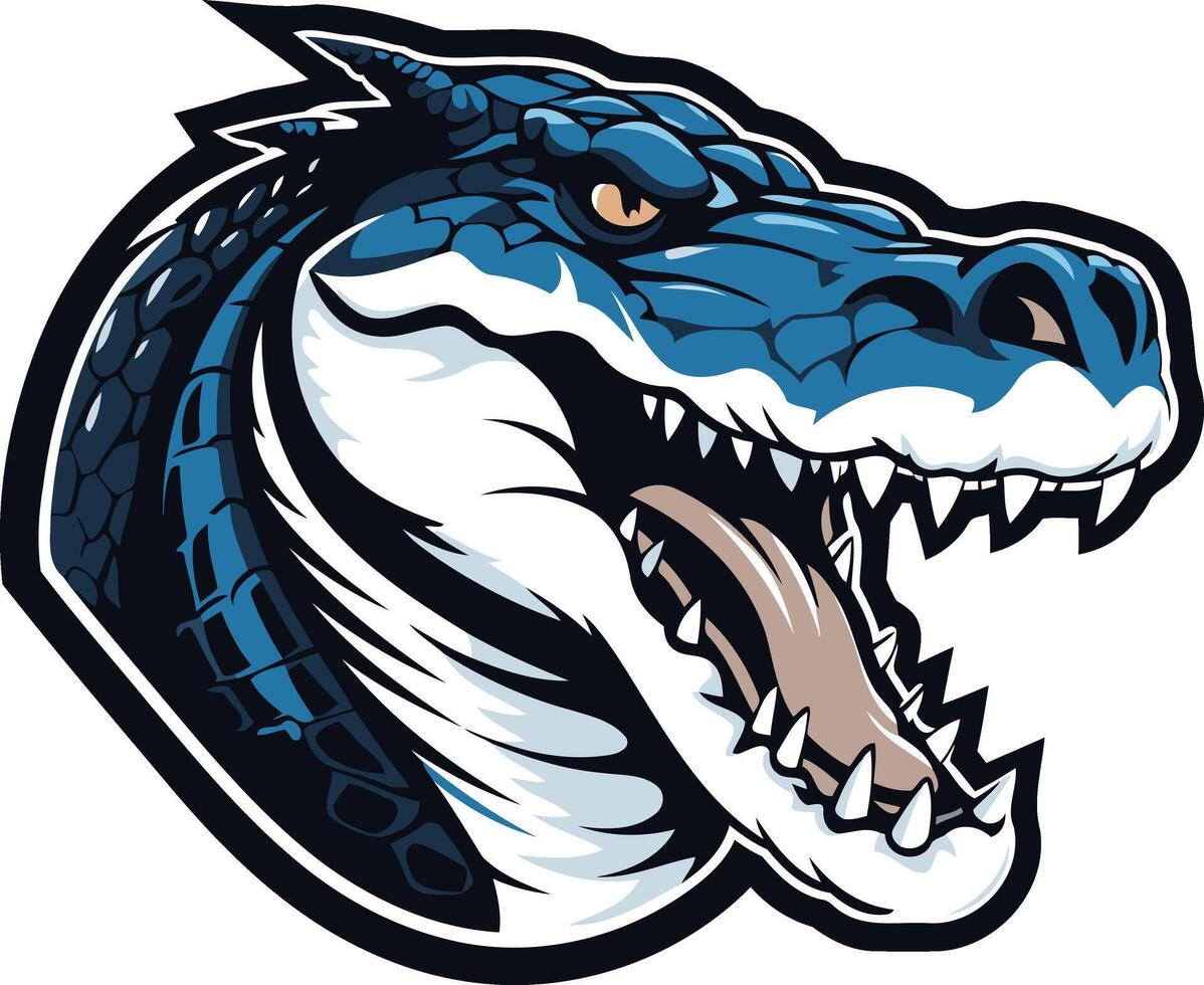 Blue Alligator Mascot with Open Mouth vector