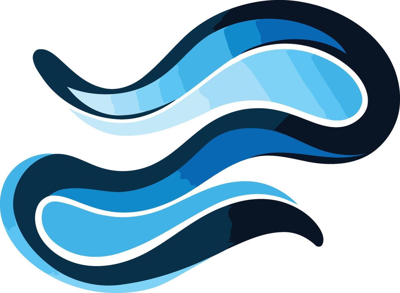 Abstract Watercolor Waves in Blue and Black vector