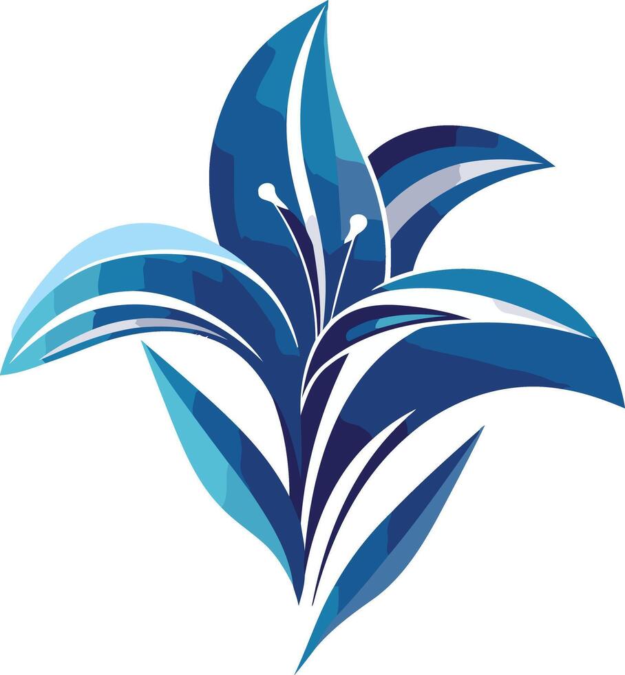 Stylized Blue Lily Flower Illustration vector