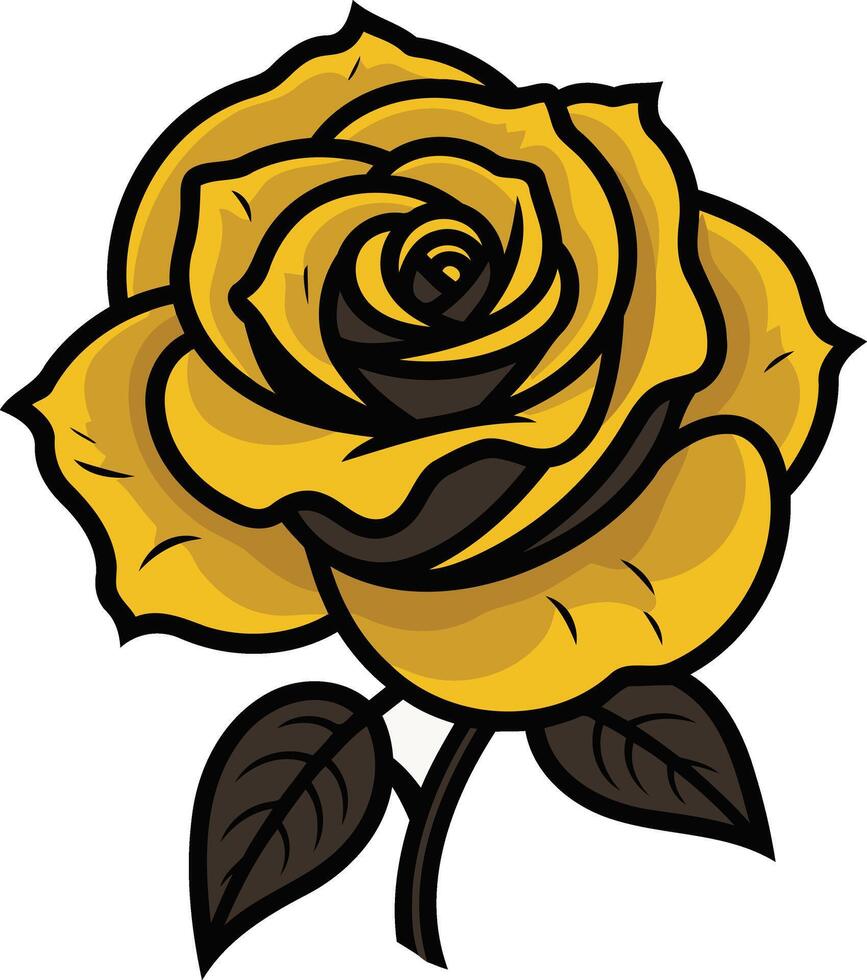 Yellow Rose with Black Outline vector