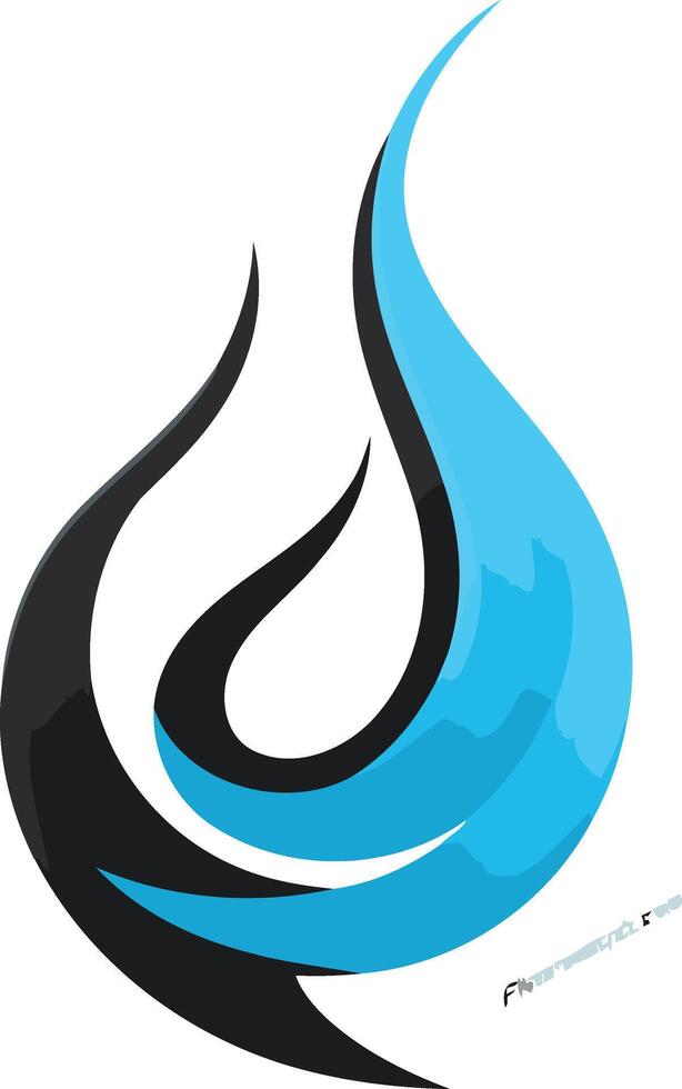Abstract Blue and Black Flame Logo vector