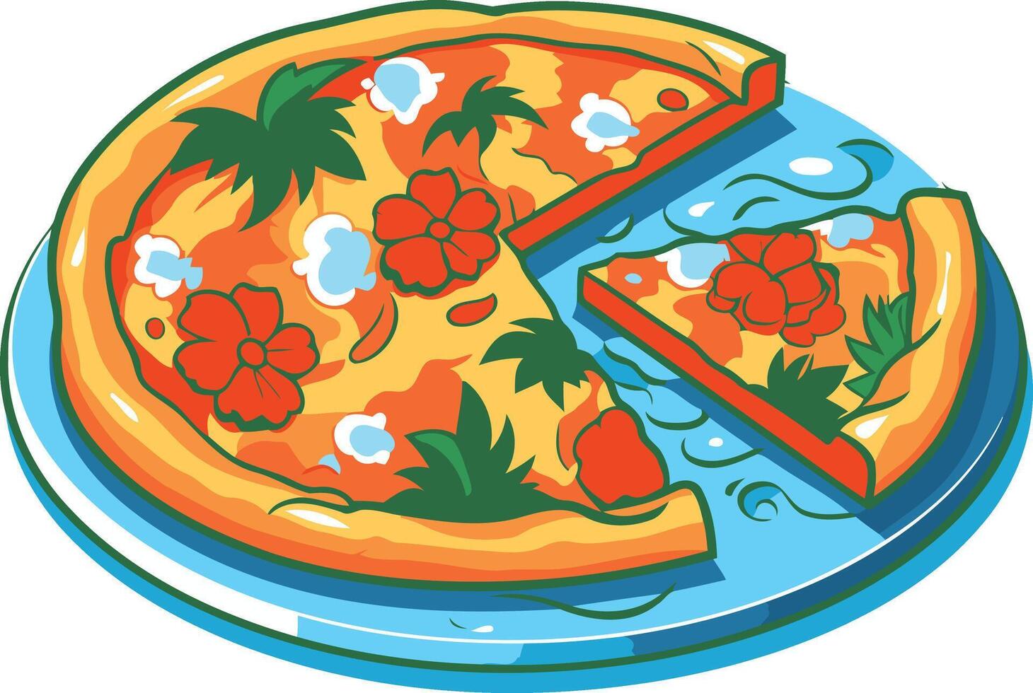 Hawaiian Pizza in a Pool vector