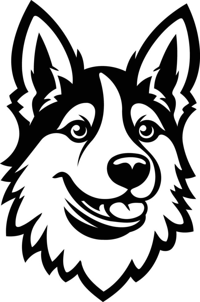 A friendly and playful black and white illustration of a dog's head, perfect for logos, branding, and pet-related designs vector