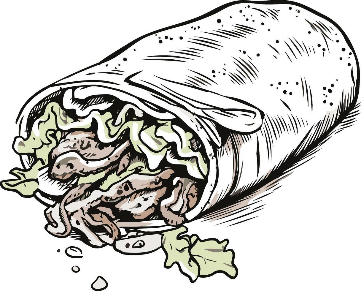 A Delicious Hand Drawn Burrito vector
