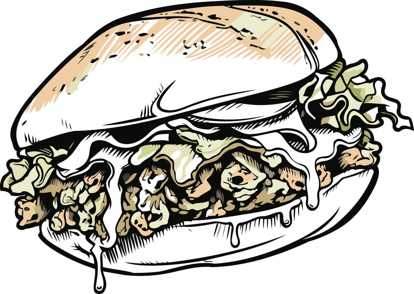 Juicy Burger with Dripping Sauce vector