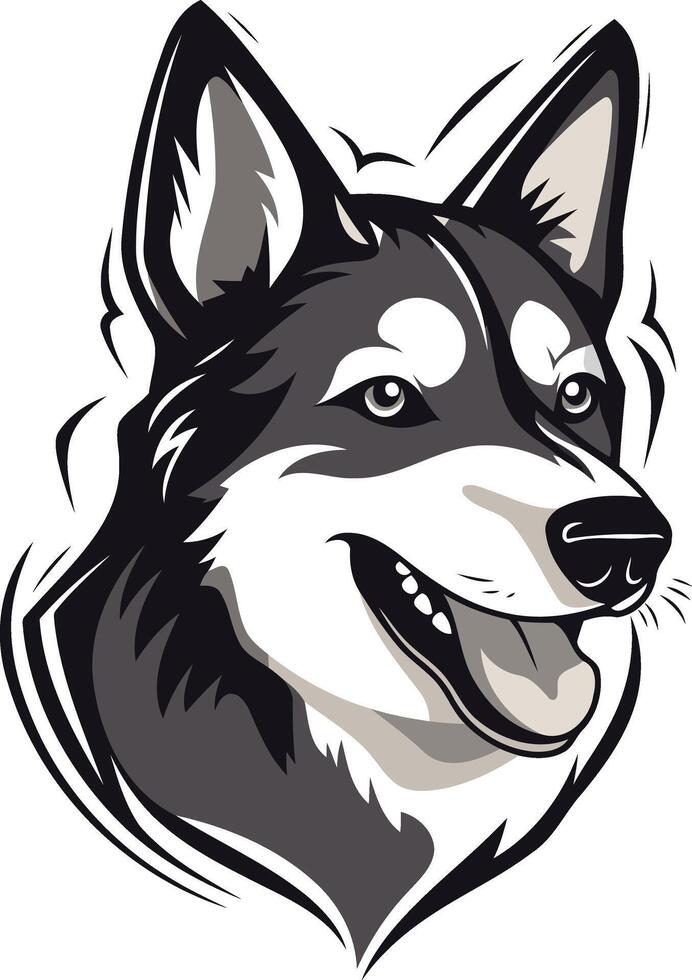 Smiling Husky Dog Portrait vector