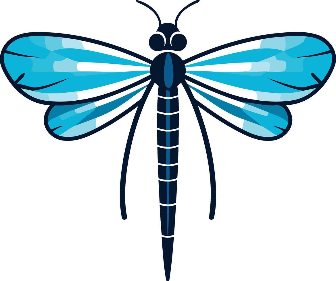 Blue Dragonfly with Striped Wings vector