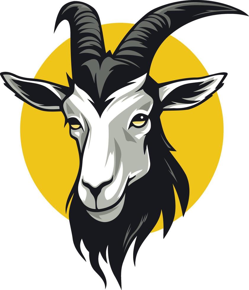 Goat Portrait on Yellow Circle vector