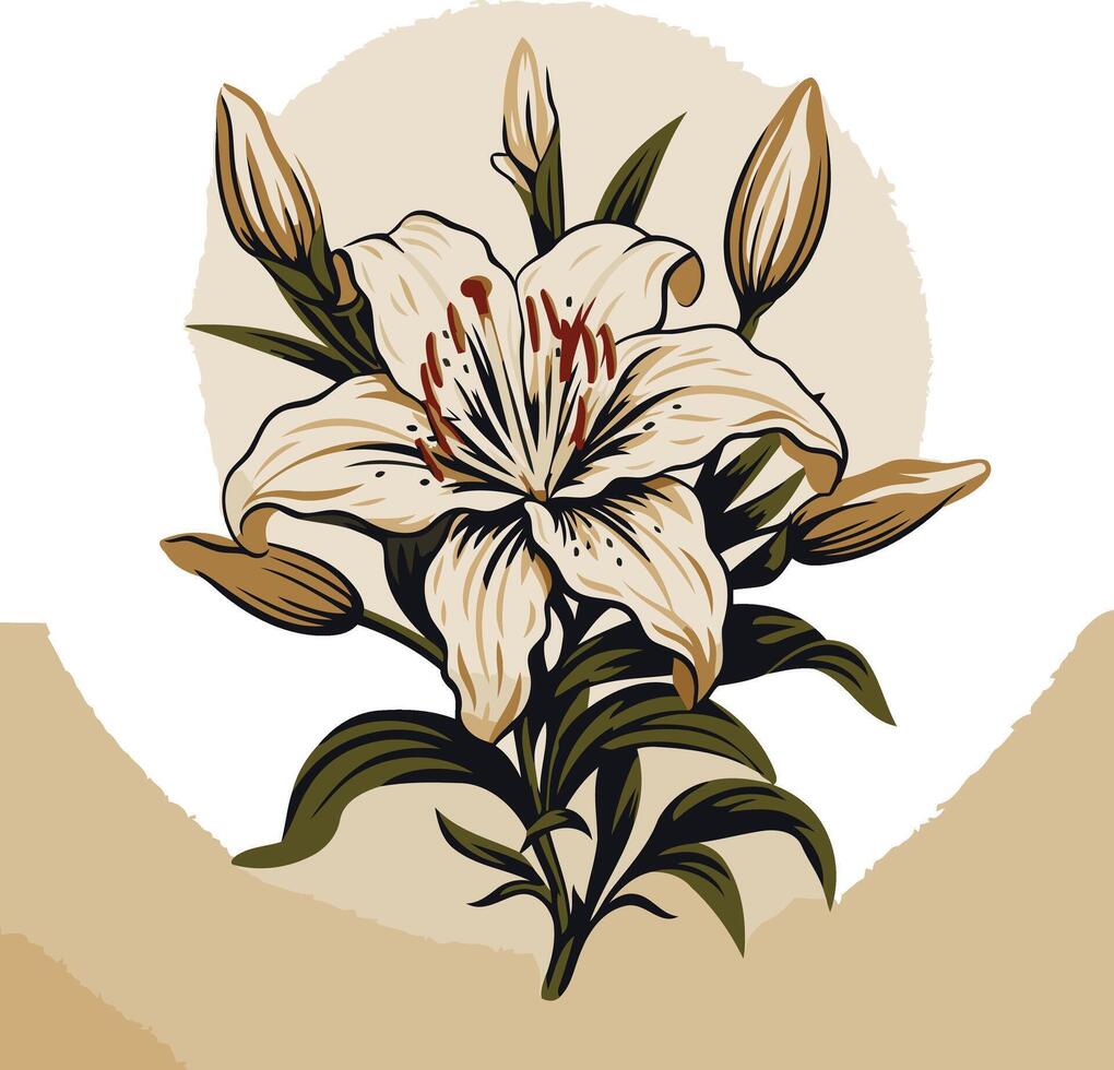 Elegant Lily Flower with Budding Blooms vector