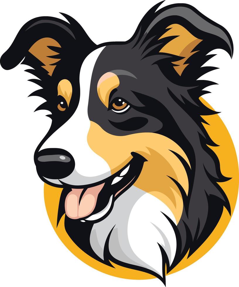 Smiling Border Collie Portrait vector