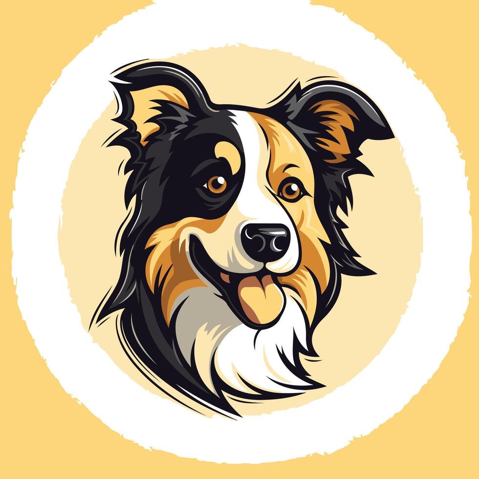 Happy Border Collie Portrait vector