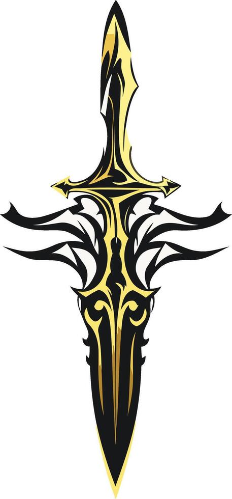 Ornate Golden Dagger with Tribal Design vector