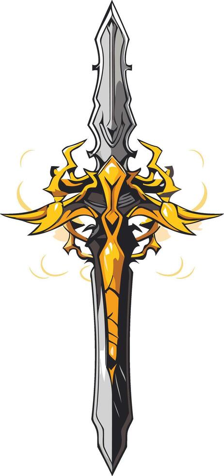 Golden-Emblazoned Sword with Silver Blade vector