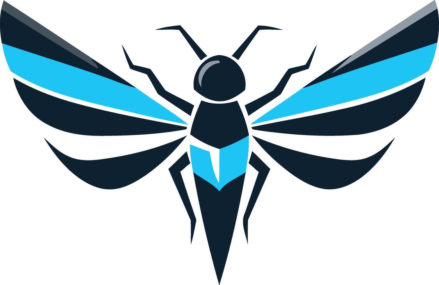 Abstract Stylized Insect with Blue and Black Wings vector