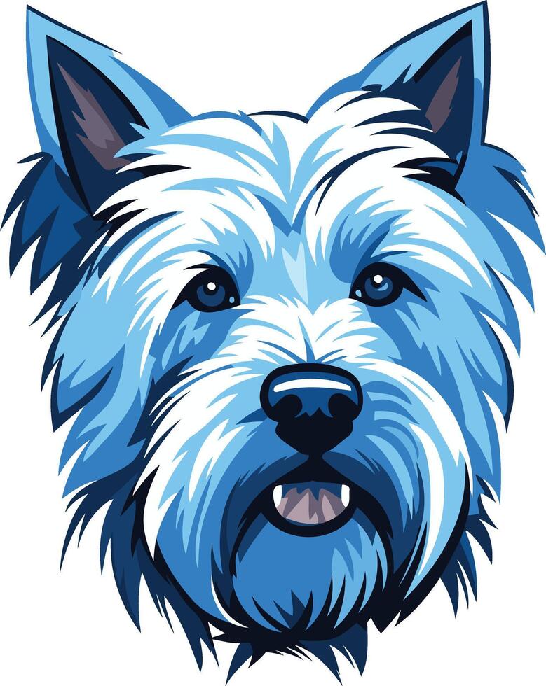 Blue-hued Portrait of a West Highland White Terrier vector