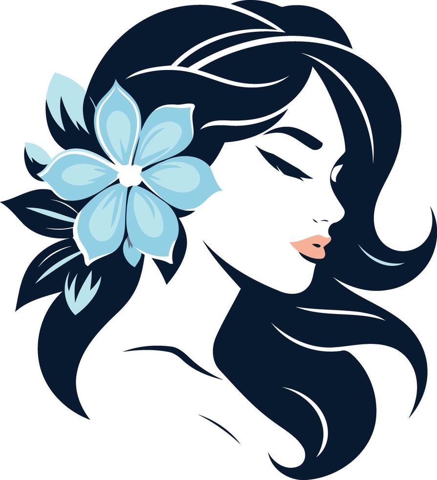 Woman with Flower in Her Hair vector