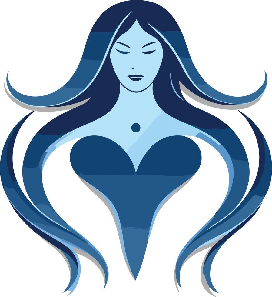 Abstract Blue Woman Silhouette vector