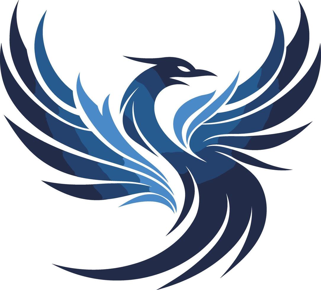Stylized Blue Phoenix Illustration vector