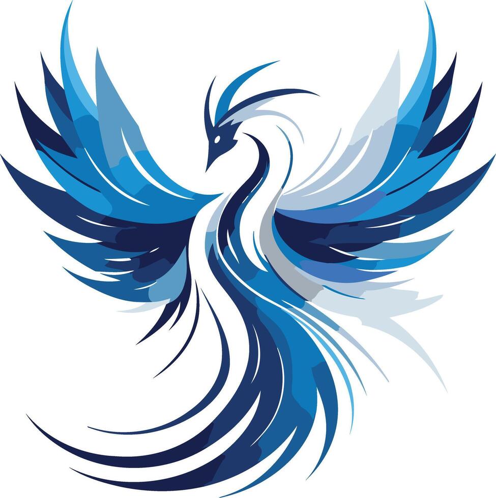 Abstract Blue Phoenix Illustration vector
