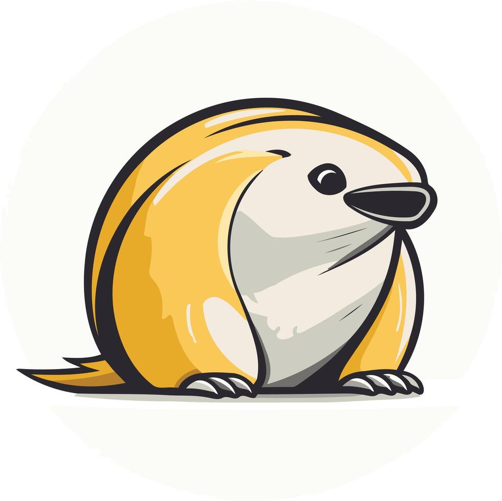 Cartoon Illustration of a Yellow and White Hedgehog vector