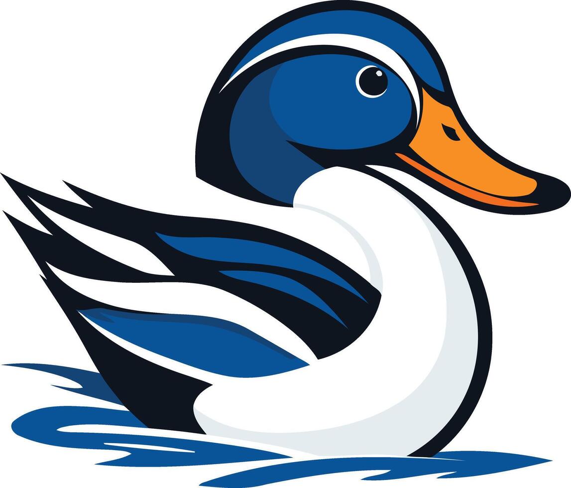 Cartoon Illustration of a Duck Swimming vector