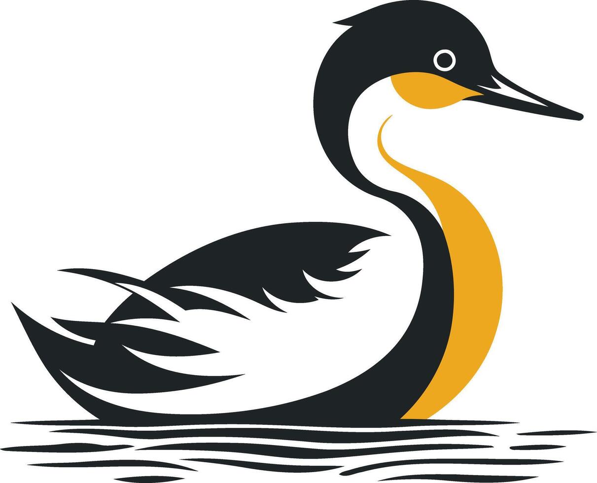 Black and Yellow Duck Illustration vector