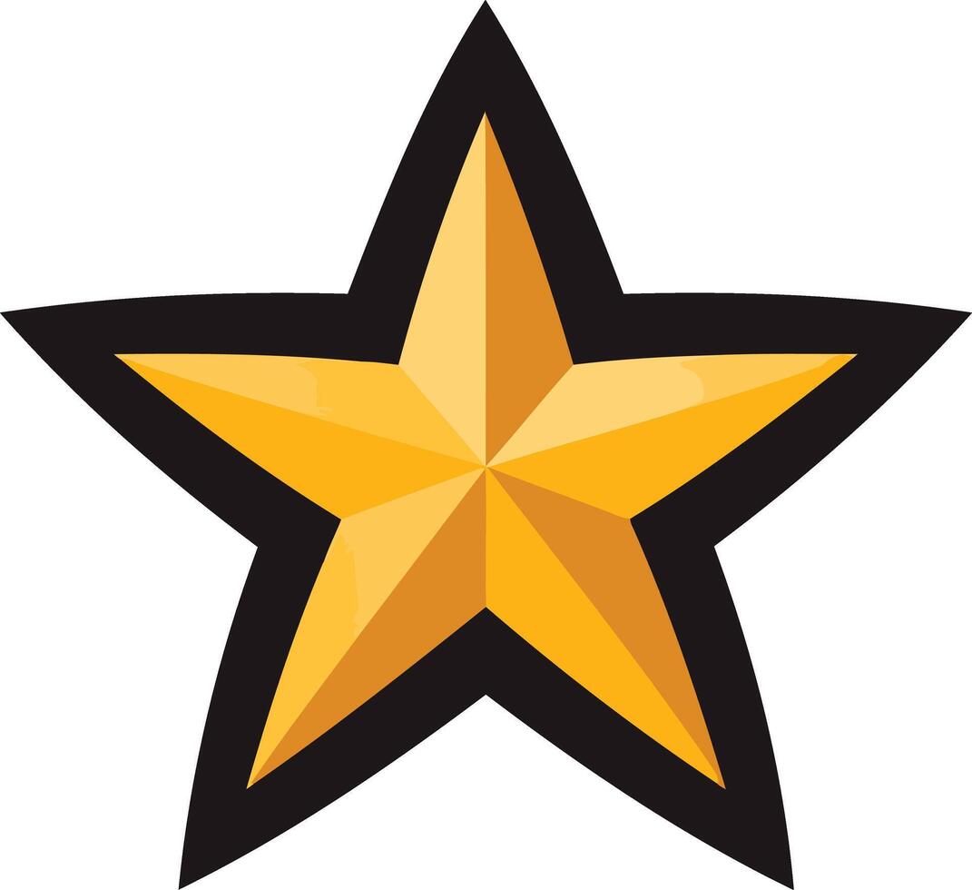 Golden Star with Black Outline vector