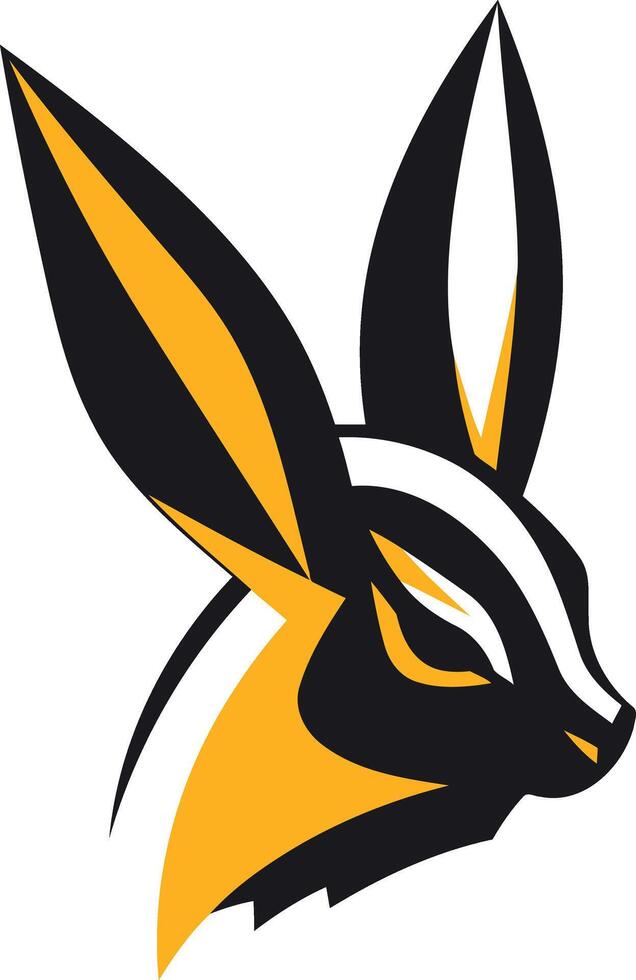Stylized Black and Yellow Rabbit Head vector