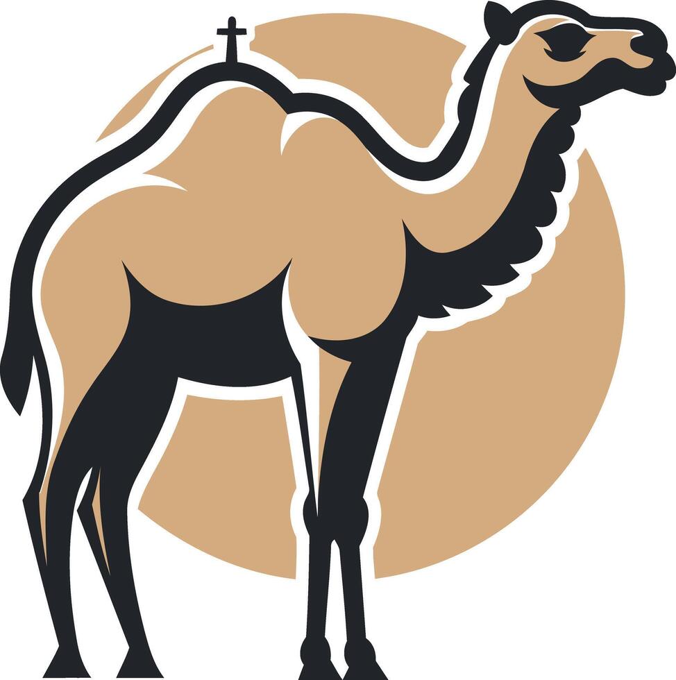 Camel Silhouette with Sun vector