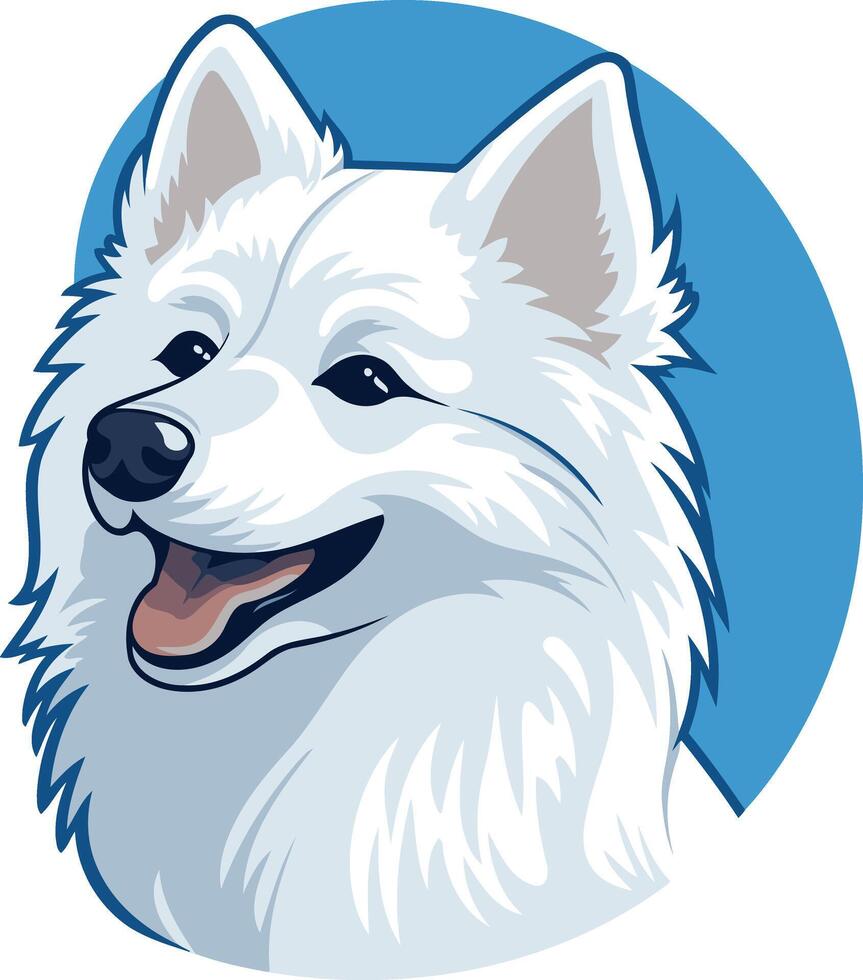 White Fluffy Dog Portrait vector