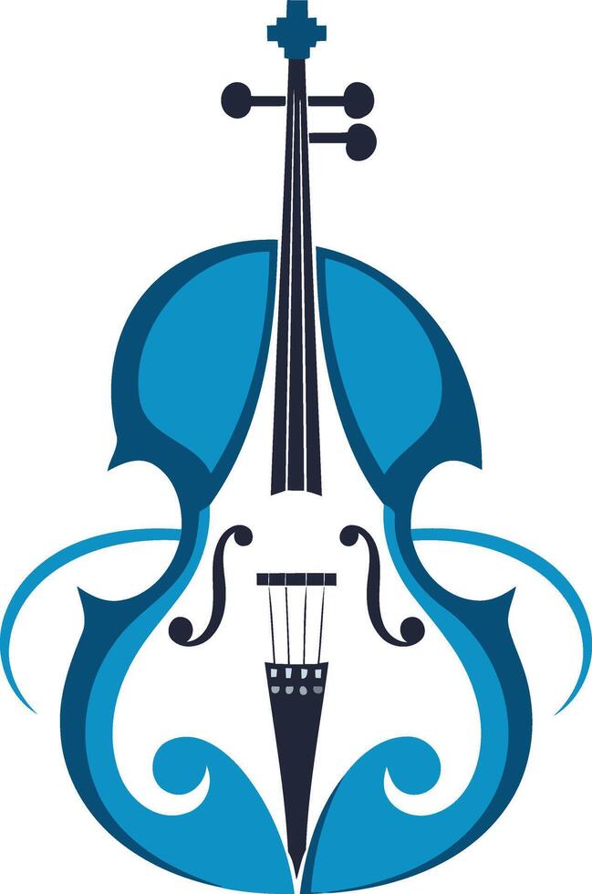 Blue Cello with Swirls vector