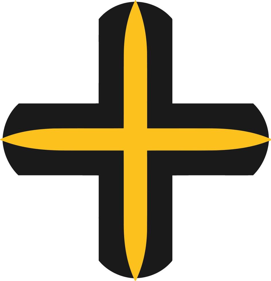Yellow Cross on a Black Background vector
