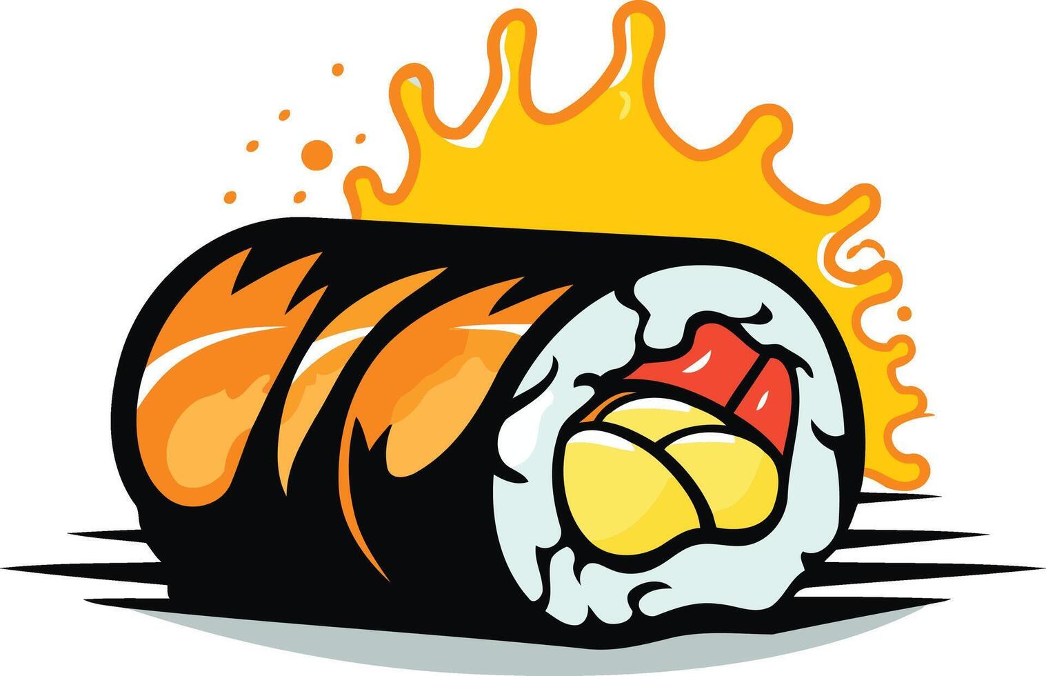 Sushi Roll with Orange Splash vector
