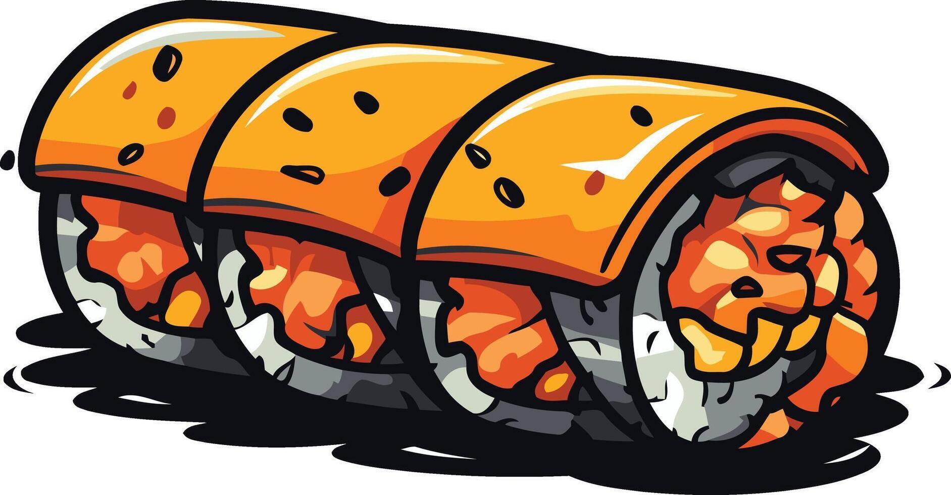 Cartoon Illustration of a Delicious Sushi Roll vector