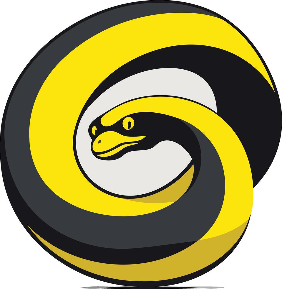 Yellow and Black Snake Coiled in a Circle vector